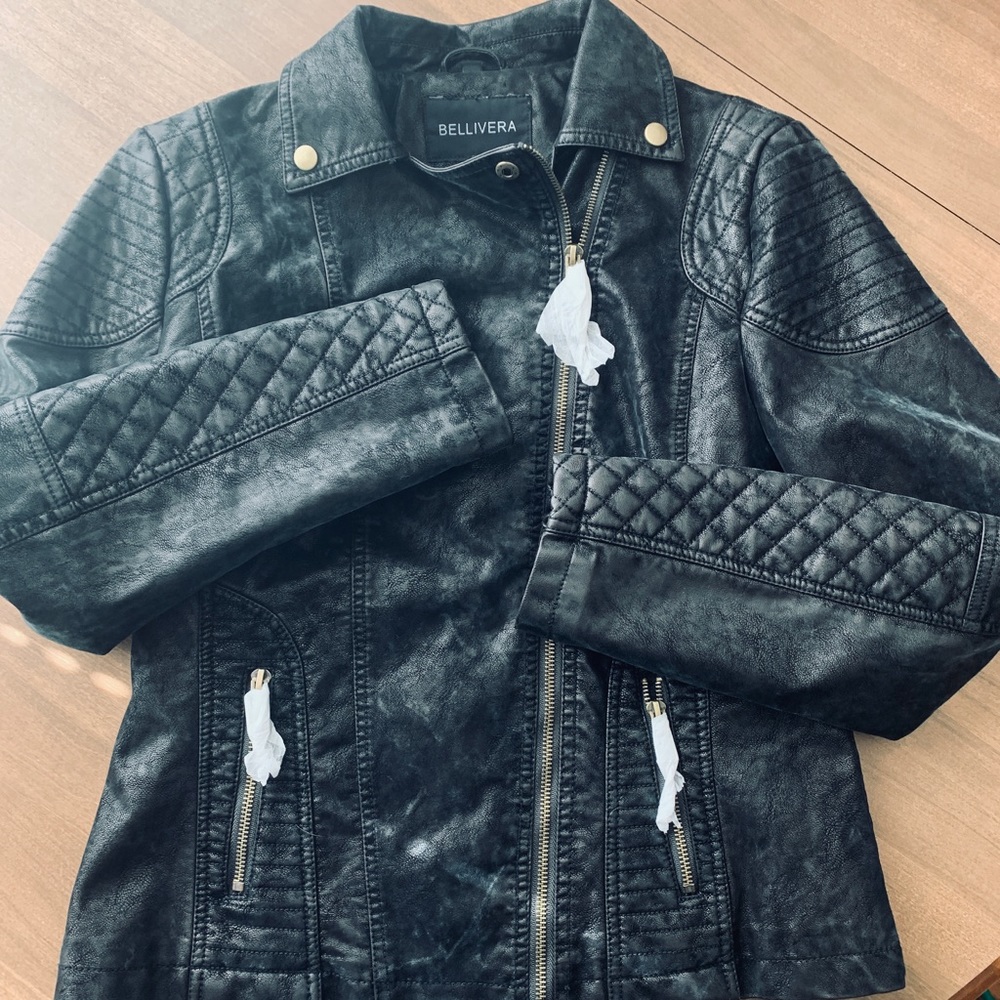 Faux leather casual jacket